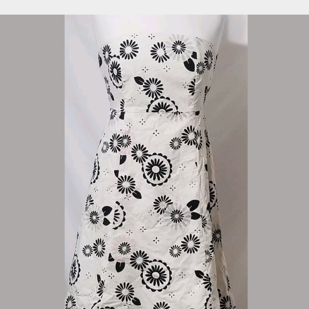 Gap Stretch Womens Strapless Black White Dress